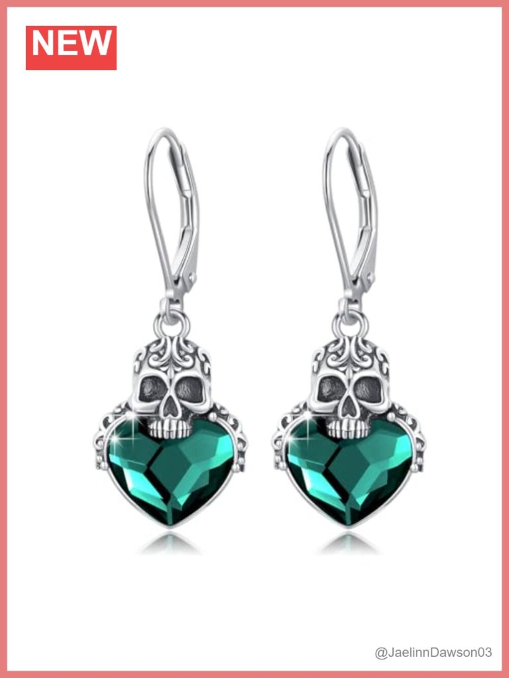 925 Sterling Silver Skull Dangle Earrings with Crystal Drop Lever Back